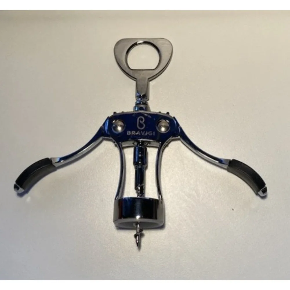 Bravigi Wing Corkscrew Wine Opener — chrome with ergonomic black non-slip‎ grips